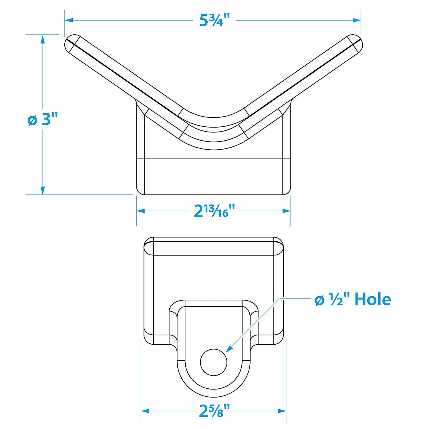Seachoice 56550 Non-Marking TP Yellow Rubber V-Bow Stop 3" x 1/2"