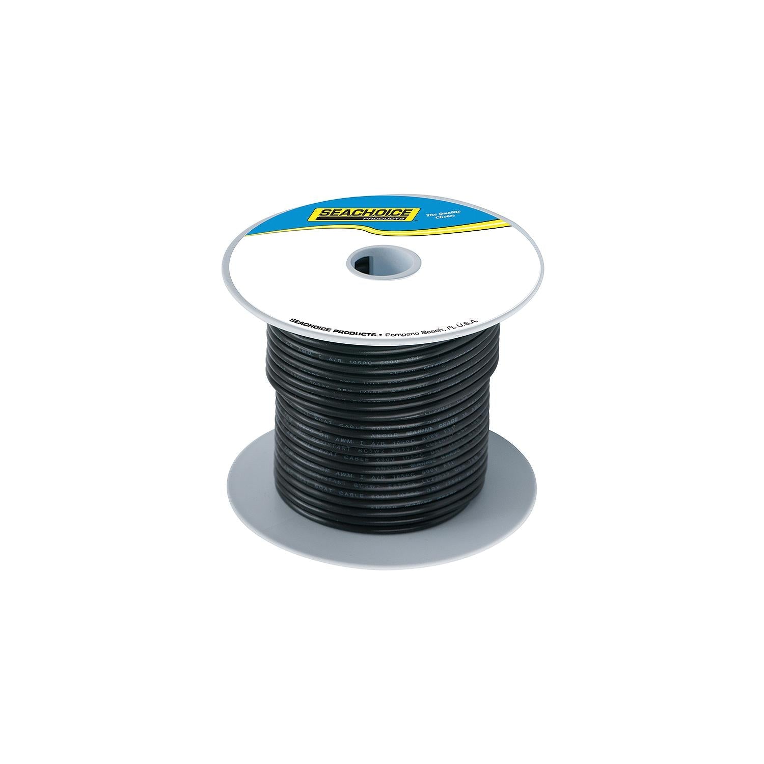 Seachoice 50-63007 Tinned Copper Marine Wire, 2 AWG, Black, 50'