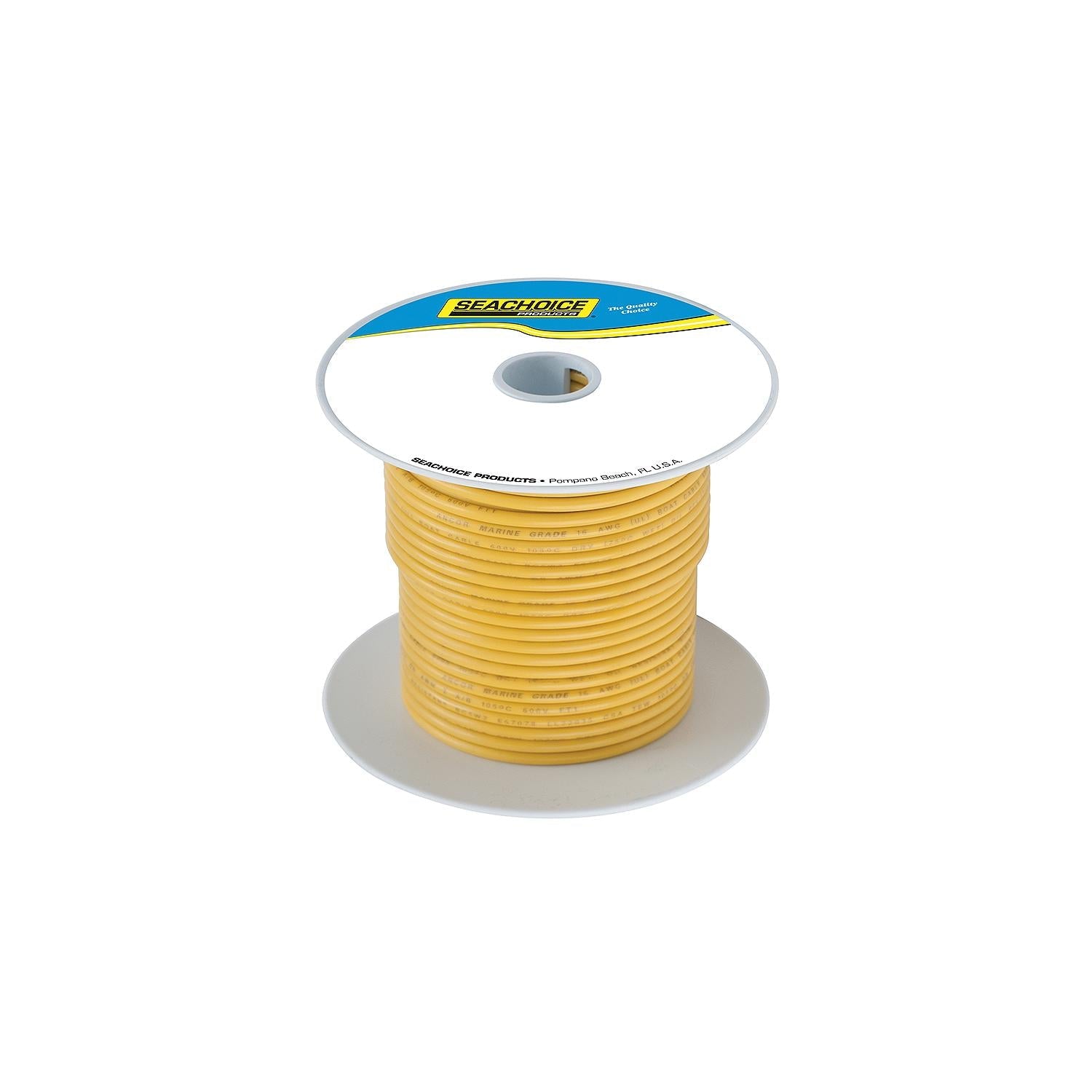 Seachoice 50-63127 Tinned Copper Marine Wire, 16 AWG, Yellow, 100'