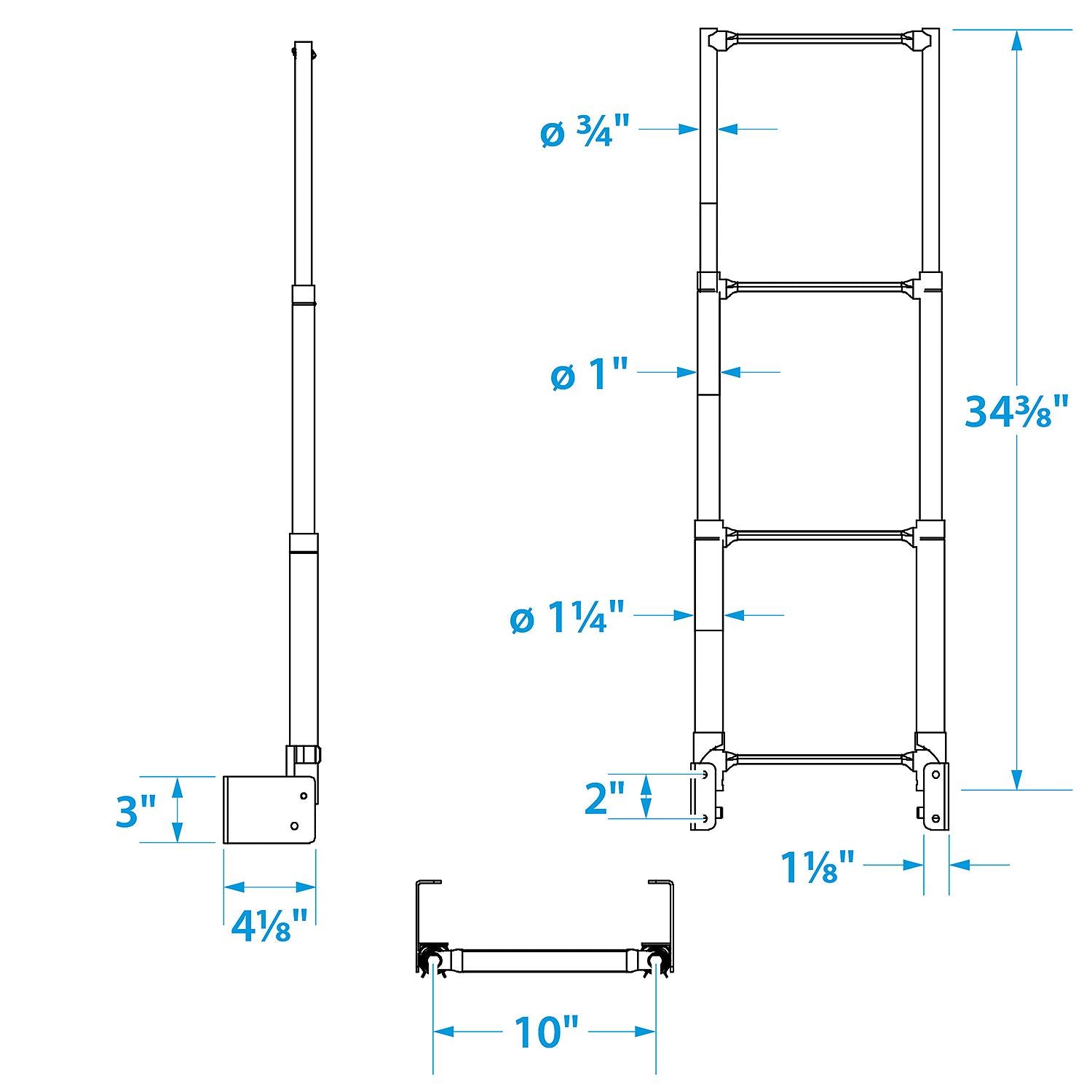 Seachoice 71231 Telescoping Transom Mount Stainless Steel 4-Step Ladder