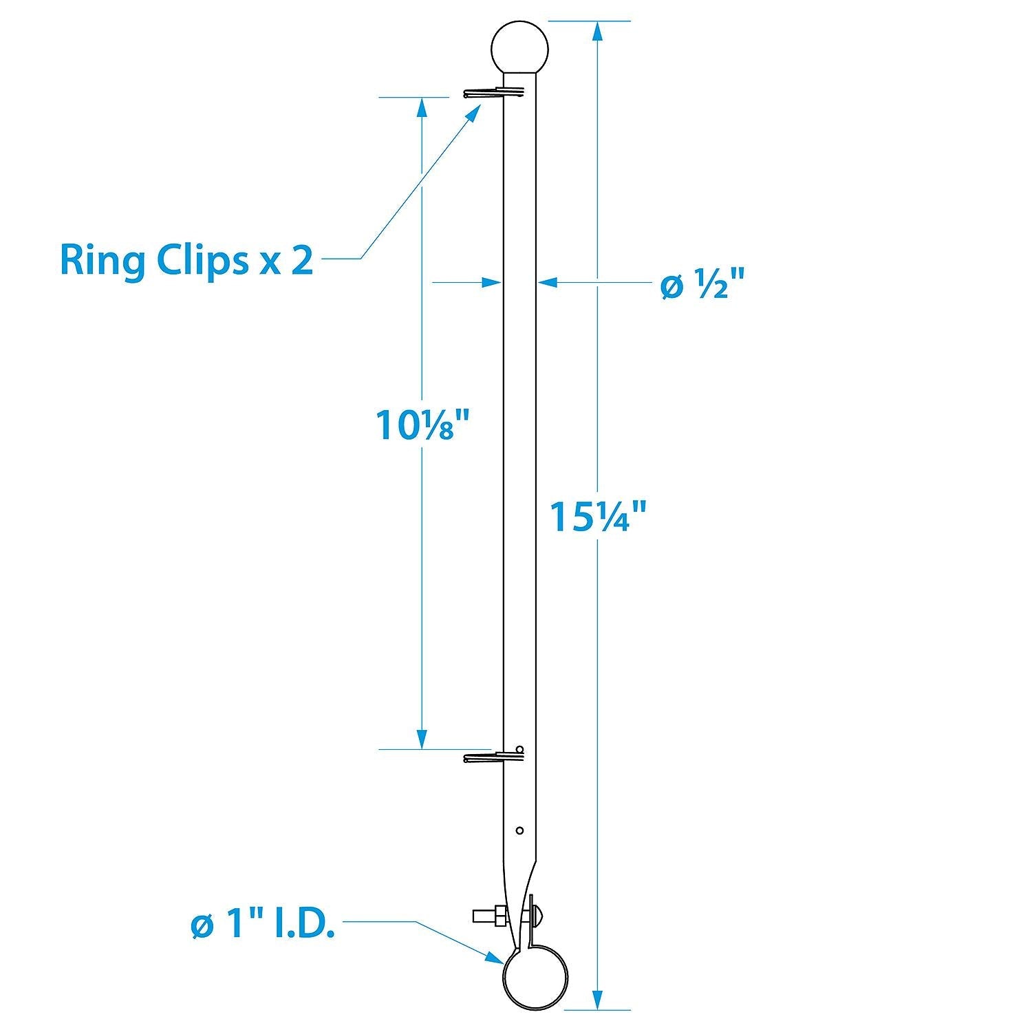 Seachoice 50-77001 7/8" Rail Clamp Flag Staff 15-3/16" Long