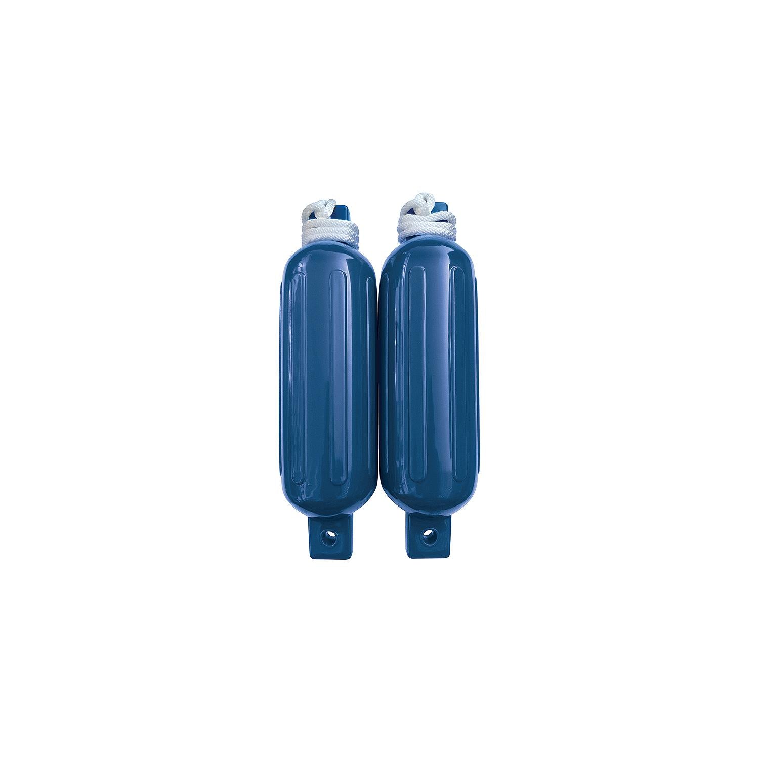 Seachoice DE77202S Blue Twin Eye Ribbed Fender Kit, (2) 5.5" x 20" Fenders and (2) 3/8" x 5' Fender Lines