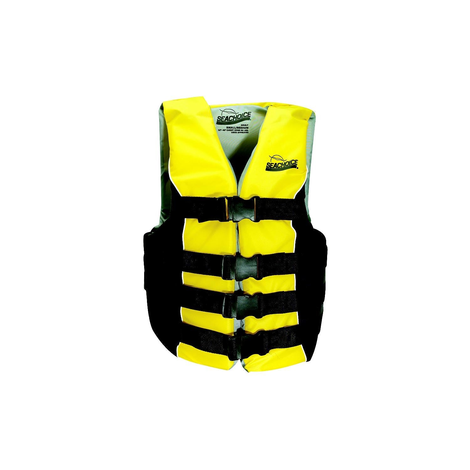 Seachoice 86410 Deluxe 4-Belt Ski Vest Yellow/Black, Sm/Md