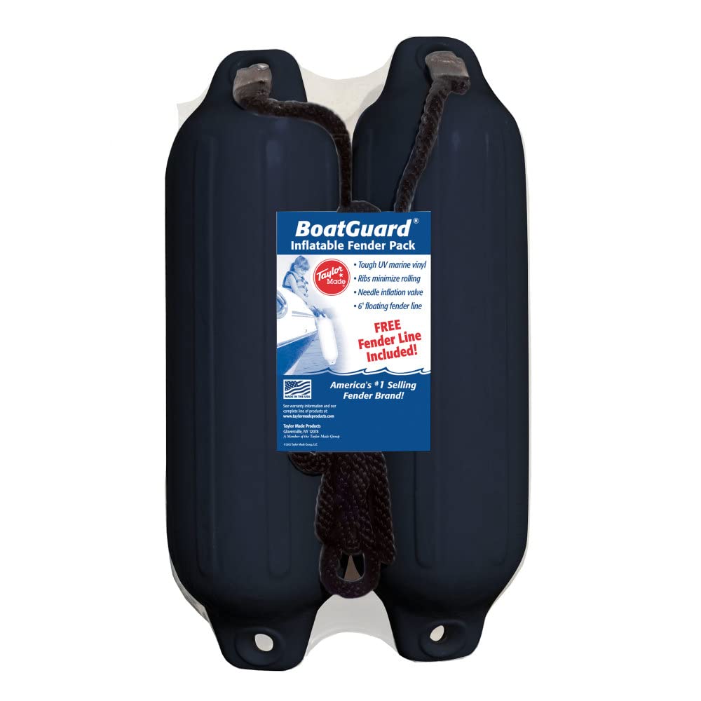 Taylor Made Products 31015B2P Taylor 2Pk Boatguard Fenders W/Fender Line, Black, 5" x 18"