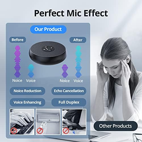 EMEET Conference Speakerphone M0 Plus, 4 AI Mics 360° Voice Pickup, Noise Reduction, USB C Speaker, Bluetooth Conference Speaker for 8 People w/Daisy Chain for 16 Compatible with Leading Software|B0BVZLS5GZ