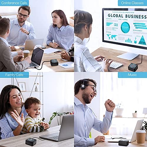 EMEET Conference Speakerphone M0 Plus, 4 AI Mics 360° Voice Pickup, Noise Reduction, USB C Speaker, Bluetooth Conference Speaker for 8 People w/Daisy Chain for 16 Compatible with Leading Software|B0BVZLS5GZ