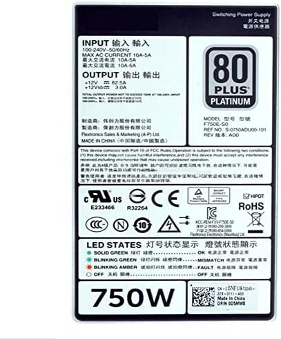 Server Power Supply for R620 R720 D750E-S1 S0 F750E-S0 DPS-750AB-2 A/12 A/29 A 5NF18 06W2PW 79RDR W0CTF 750W Fully Tested