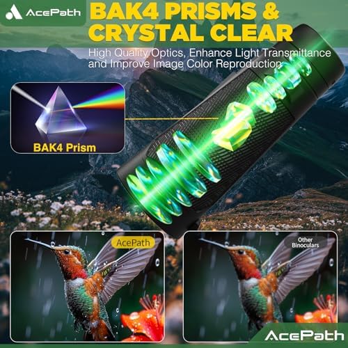 AcePath 15x56 Binoculars for Adults High Powered - Large View Waterproof Binoculars with Clear Low Light Vision - Compact Binocular Essentials for Hunting Camping Cruise Travel Bird Watching Sports