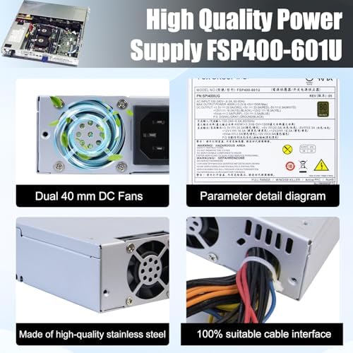 LXun Upgraded FSP400-601U P1H-6400P 400W Power Supply P1M-6400P FSP350-601U FSP300-601U PSU Compatible with 1U -5V FSP400-601U SPI400IUG Switching Power Supply Repair 400w Switching Power Supply