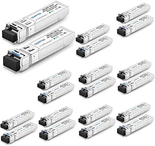 1 Pair 10G SFP+ Bidi Transceivers, 10gbe SFP LC Single-Mode Module, Bi-Directional Mini gbic for Cisco SFP-10G-BXD-I (1330nm-TX/1270nm-RX) / SFP-10G-BXU-I (1270nm-TX/1330nm-RX),10KM, with DDM|B07QLKDZJH