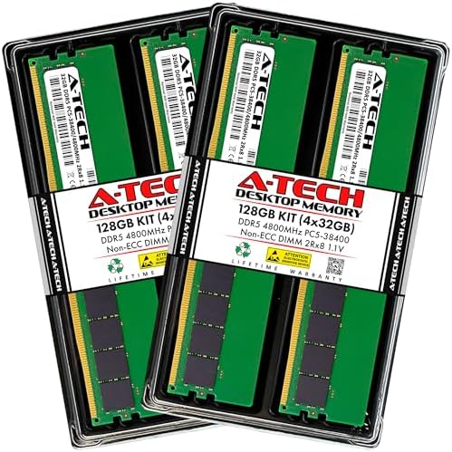 A-Tech 32GB DDR5 4800MHz PC5-38400 CL40 UDIMM 2Rx8 Dual Rank 1.1V Non-ECC Unbuffered DIMM 288-Pin Desktop PC/Computer RAM Memory Upgrade Module|B0B17JW787