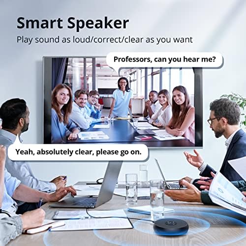 EMEET Conference Speakerphone M0 Plus, 4 AI Mics 360° Voice Pickup, Noise Reduction, USB C Speaker, Bluetooth Conference Speaker for 8 People w/Daisy Chain for 16 Compatible with Leading Software|B0BVZLS5GZ