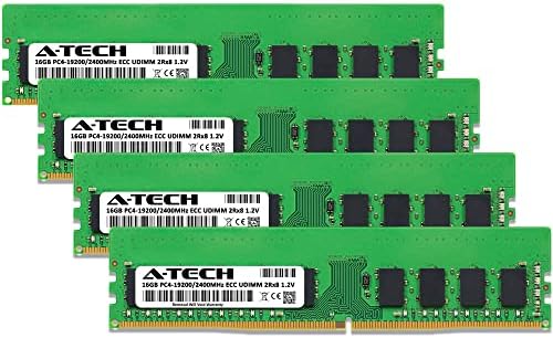 A-Tech 64GB Kit (4x16GB RAM for Dell PowerEdge R240, R330, R340, T130, T140, T340 | DDR4 2400MHz PC4-19200 ECC-UDIMM 2Rx8 ECC Unbuffered Server Memory Upgrade