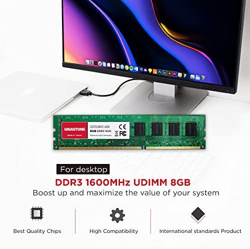 【DDR3 RAM】 GIGASTONE 32GB Kit (4x8GB DDR3/DDR3L 1600MHz (1333MHz PC3-12800 (PC3-10600 CL11 1.35V/1.5V 2Rx8 UDIMM 240 Pin Unbuffered Non ECC High Performance PC Desktop Memory Upgrade