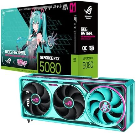 ASUS ROG Astral GeForce RTX™ 5080 OC Edition Gaming Graphics Card (PCIe® 5.0, 16GB GDDR7, HDMI®/DP 2.1, 3.8-Slot, 4-Fan Design, Axial-tech Fans, Patented Vapor Chamber, Phase-Change GPU Thermal pad)|B0DQSD7YQC