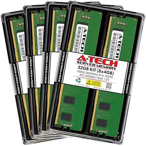 A-Tech 32GB Kit (2x16GB) DDR4 3200MHz PC4-25600 ECC RDIMM 2Rx8 Dual Rank 1.2V ECC Registered DIMM 288-Pin Server & Workstation RAM Memory Upgrade Modules (A-Tech Enterprise Series)|B0BPN6TWVB