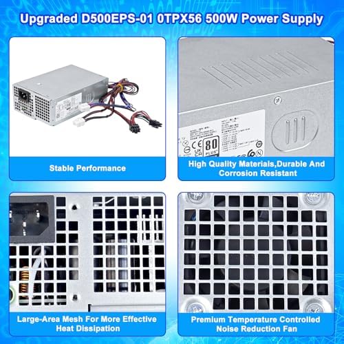 Upgraded D500EPS-01 500W Power Supply L500EPS-01 VFFKJ Compatible with Dell XPS 8950 Vostro 3901 3910 Inspiron 3910 D12 Latitude D500 Optiplex 7000MT HU500EPS-00 HU500EPS-01 DPS-500AB-58A Power Supply|B0DNSSH4GS