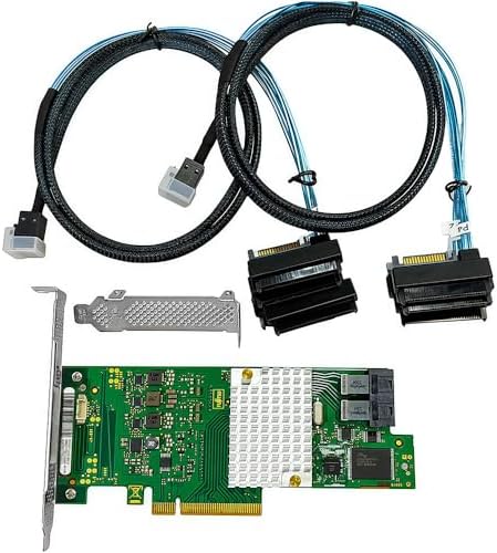 SAS HBA Card Compatible with LSI 9300-8i IT Mode & D3307 PCIe SATA Expansion Card, 8-Port 12Gbps PCIe 3.0, Expander Support, HBA Controller with 2X SFF-8643 to 4X 8482 SAS Cables for TrueNAS unRAID