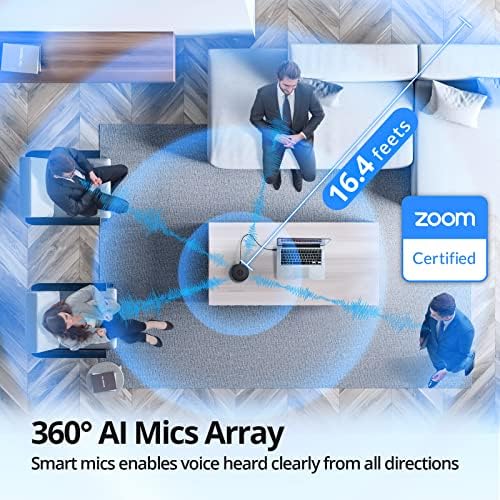 EMEET Conference Speakerphone M0 Plus, 4 AI Mics 360° Voice Pickup, Noise Reduction, USB C Speaker, Bluetooth Conference Speaker for 8 People w/Daisy Chain for 16 Compatible with Leading Software|B0BVZLS5GZ