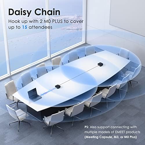 EMEET Conference Speakerphone M0 Plus, 4 AI Mics 360° Voice Pickup, Noise Reduction, USB C Speaker, Bluetooth Conference Speaker for 8 People w/Daisy Chain for 16 Compatible with Leading Software|B0BVZLS5GZ