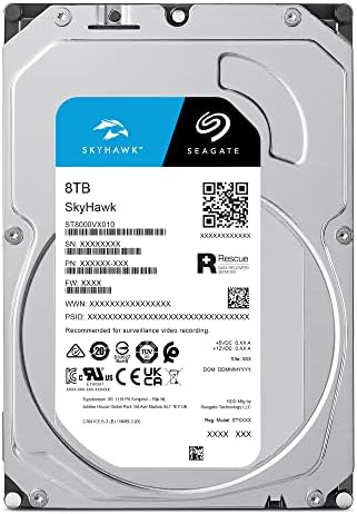 Seagate Skyhawk 8TB Video Internal Hard Drive HDD – 3.5 Inch SATA 6Gb/s 256MB Cache for DVR NVR Security Camera System with Data Rescue Services (ST8000VX010)|B0BLT41GSM