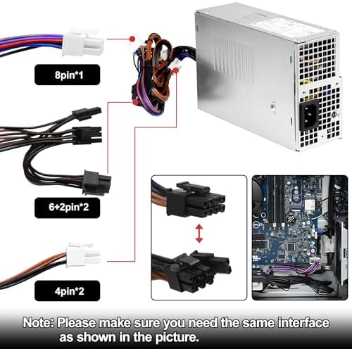 L500EPS-01 D500EPS-01 500W Power Supply Compatible with Dell XPS 8950 Vostro 3901 3910 Inspiron 3910 D12 Latitude D500 Optiplex 7000MT DPS-500AB-58A HU500EPS-00 HU500EPS-01 VFFKJ DYW3N