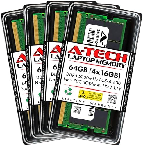 A-Tech 32GB Kit (2x16GB) DDR5 4800MHz PC5-38400 CL40 SODIMM 1.1V Non-ECC Unbuffered SO-DIMM 262-Pin Laptop Computer RAM Memory Upgrade Modules|B0B17CH652