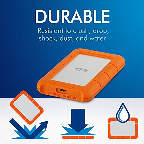 LaCie Rugged USB-C 2TB External Hard Drive Portable HDD – USB 3.0 compatible, Drop Shock Dust Rain Resistant, for Mac and PC Computer Desktop Workstation Laptop, 1 Month Adobe CC (STFR2000800)|B01N7QFZLQ