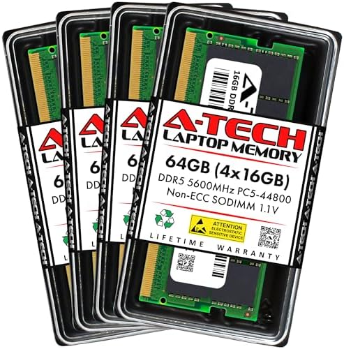 A-Tech 32GB DDR5 4800MHz PC5-38400 CL40 SODIMM 2Rx8 Dual Rank 1.1V Non-ECC Unbuffered SO-DIMM 262-Pin Laptop Computer RAM Memory Upgrade Module|B0B1718KB1