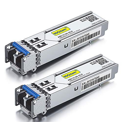 10Gtek 1.25G SFP 1000Base-SX Multimode LC Fiber Transceiver, 850nm MMF, 550m, for Cisco GLC-SX-MMD/SFP-GE-S, Meraki MA-SFP-1GB-SX, Fortinet, Ubiquiti UniFi UF-MM-1G, Mikrotik, TP-Link, Pack of 2|B08BP3JDBV