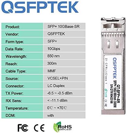 QSFPTEK 10GBASE-T SFP+ to RJ45 Module, 10Gb Copper RJ-45, Mini gbic SFP to Ethernet Network Optical Copper Transceiver Compatible with Dell GP-10GSFP-T, up to 30m|B0BX6G2CT6