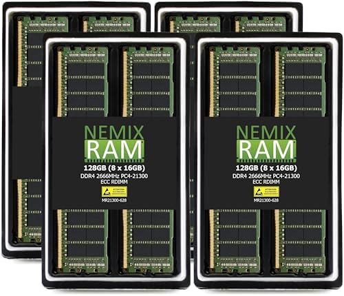 NEMIX RAM 128GB (8X16GB DDR4 2666MHZ PC4-21300 2Rx8 1.2V CL19 288-PIN ECC RDIMM Registered Server Memory KIT Compatible with Dell PowerEdge XR2 Rack Server