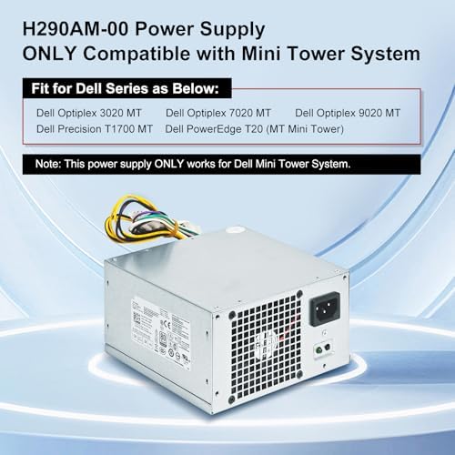 LXun H290AM-00 290W Power Supply Compatible with Dell Optiplex 3020 7020 9020/ Precision T1700/ PowerEdge T20 (MT Mini Tower) Power Supply RVTHD KPRG9 HYV3H D290A001L L290AM-00 PS-3291-1DF H290EM-00|B07GSV8LK8
