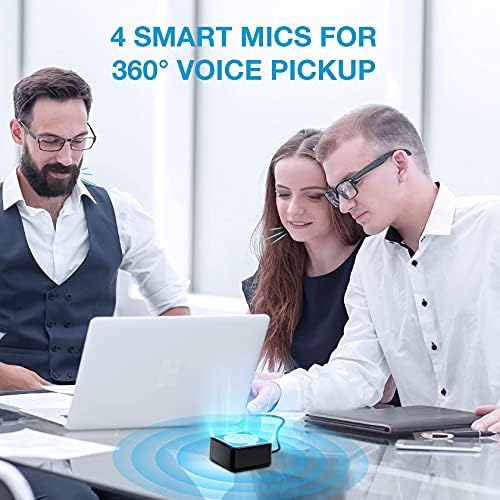 EMEET Conference Speakerphone M0 Plus, 4 AI Mics 360° Voice Pickup, Noise Reduction, USB C Speaker, Bluetooth Conference Speaker for 8 People w/Daisy Chain for 16 Compatible with Leading Software|B0BVZLS5GZ