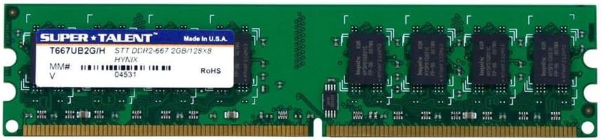 SuperTalent 2GB Hyundai Chips T667UB2G 240-Pins DDR2 667 (PC2-5300) 128x8 CL5 Non-ECC Unbuff Desktop Memory - T667UB2G/H