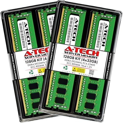 A-Tech 64GB Kit (2x32GB) DDR4 2666MHz PC4-21300 ECC RDIMM 2Rx4 Dual Rank 1.2V ECC Registered DIMM 288-Pin Server & Workstation RAM Memory Upgrade Modules (A-Tech Enterprise Series)|B0BPN48JTW