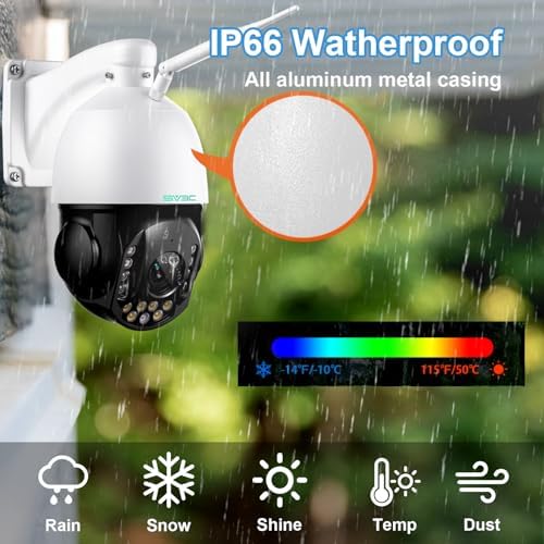 SV3C 4K 36X Zoom PTZ Camera Outdoor, 8MP Dual Band WiFi Security IP Cameras with Floodlight Color Night Vision, Humanoid Vehicle Detection, Auto Tracking,2-way Audio, ONVIF, RTSP,Cloud&SD Card Storage|B0CZ6J7GMR