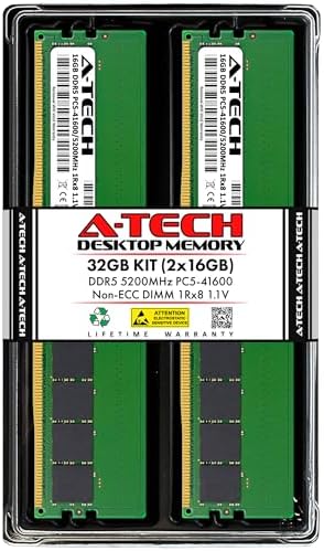 A-Tech 32GB DDR5 4800MHz PC5-38400 CL40 UDIMM 2Rx8 Dual Rank 1.1V Non-ECC Unbuffered DIMM 288-Pin Desktop PC/Computer RAM Memory Upgrade Module|B0B17JW787
