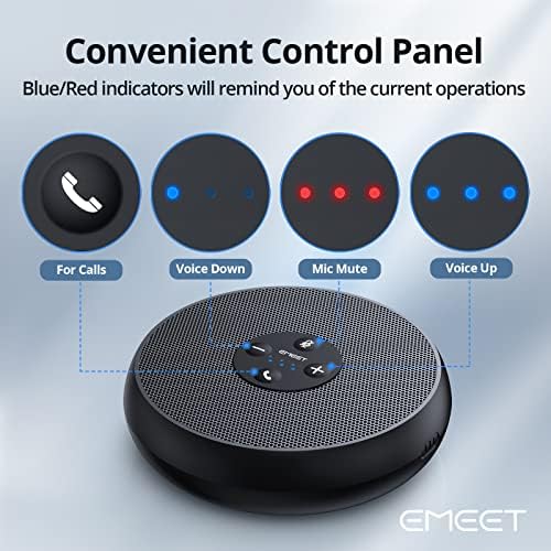 EMEET Conference Speakerphone M0 Plus, 4 AI Mics 360° Voice Pickup, Noise Reduction, USB C Speaker, Bluetooth Conference Speaker for 8 People w/Daisy Chain for 16 Compatible with Leading Software|B0BVZLS5GZ