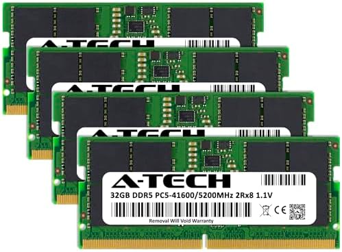 A-Tech 32GB DDR5 4800MHz PC5-38400 CL40 SODIMM 2Rx8 Dual Rank 1.1V Non-ECC Unbuffered SO-DIMM 262-Pin Laptop Computer RAM Memory Upgrade Module|B0B1718KB1