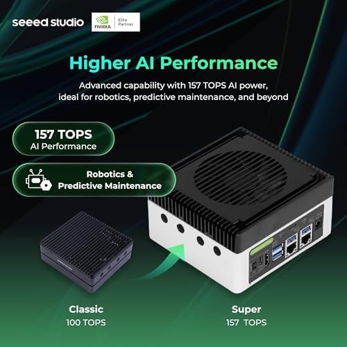 seeed studio NVIDIA Jetson Orin NX 16GB Edge AI Device - reComputer J4012, 4xUSB 3.2, M.2 Key E & Key M Slot, Pre-Installed Jetpack System with NVIDIA Jetpack on 128GB NVMe SSD|B0C88V4CB7