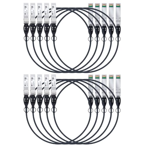 H!Fiber 2 Pack SFP+ Cable, 10G SFP+ DAC, 0.5M(1.64ft), Passive Direct Attach Copper Twinax Cable for Cisco SFP-H10GB-CU0.5M, Ubiquiti UniFi UC-DAC-SFP+, Meraki, Mikrotik, Intel, Fortinet, Netgear|B09K7DZD6N
