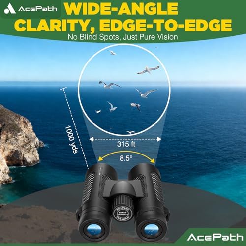 AcePath 15x56 Binoculars for Adults High Powered - Large View Waterproof Binoculars with Clear Low Light Vision - Compact Binocular Essentials for Hunting Camping Cruise Travel Bird Watching Sports