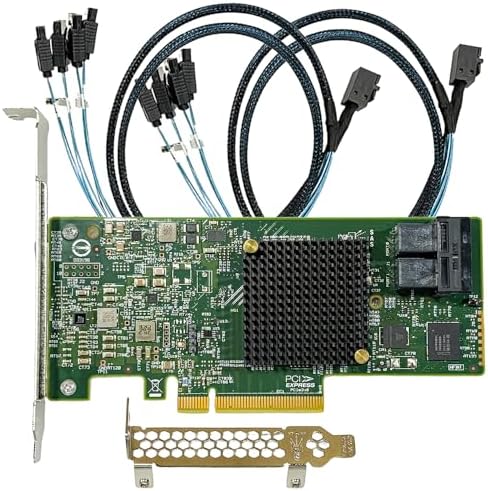 SAS HBA Card Compatible with LSI 9300-8i IT Mode PCIe SATA Expansion Card, 8-Port 12Gbps PCIe 3.0, SAS Expander Support, HBA Controller with 2X SFF-8643 to 4X SATA Cables for ZFS TrueNAS unRAID NAS