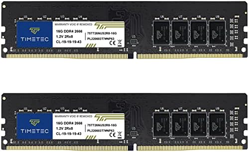 Timetec Premium 32GB KIT(2x16GB) DDR4 2666MHz PC4-21300 Non-ECC Unbuffered 1.2V CL19 2Rx8288 Pin UDIMM Desktop Memory RAM(32GB KIT(2x16GB))|B0FXFMJVBK