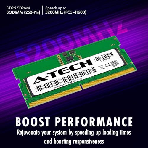 A-Tech 32GB DDR5 4800MHz PC5-38400 CL40 SODIMM 2Rx8 Dual Rank 1.1V Non-ECC Unbuffered SO-DIMM 262-Pin Laptop Computer RAM Memory Upgrade Module|B0B1718KB1