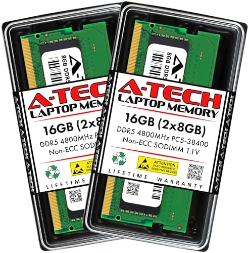 A-Tech 32GB Kit (2x16GB) DDR5 4800MHz PC5-38400 CL40 SODIMM 1.1V Non-ECC Unbuffered SO-DIMM 262-Pin Laptop Computer RAM Memory Upgrade Modules|B0B17CH652