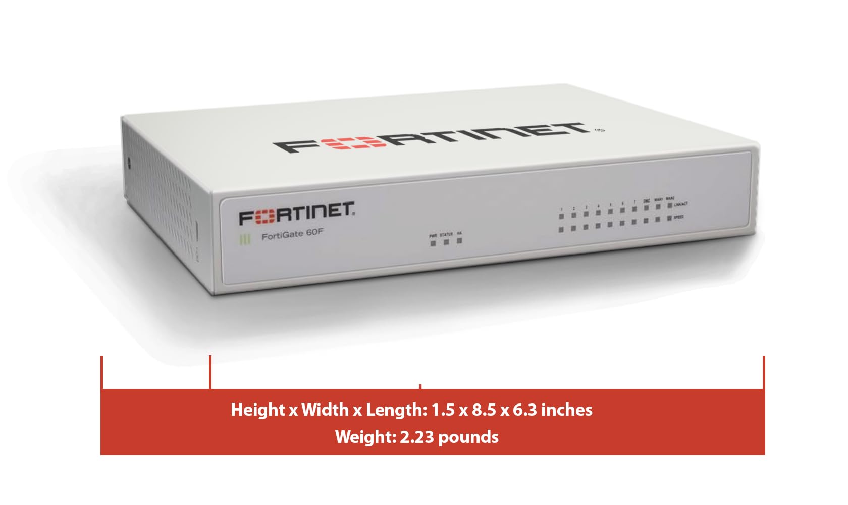 FortiGate-60F Firewall Appliance - 10 Gigabit Ethernet RJ45 Ports, Includes DMZ, WAN & Internal Ports (Appliance Only, No Subscription) (FG-60F)