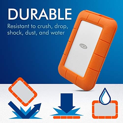 LaCie Rugged Thunderbolt USB-C 4TB External Hard Drive Portable HDD – USB 3.0 compatible, Drop Shock Dust Water Resistant, Mac and PC Computer Desktop Workstation Laptop, 1 Mo Adobe CC (STFS4000800)|B0718XFV2M