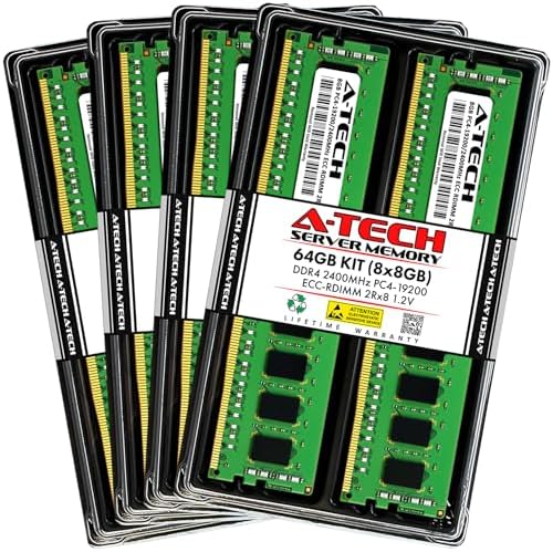 A-Tech 8GB Kit (2x4GB) DDR4 2133MHz PC4-17000 ECC RDIMM 1Rx8 Single Rank 1.2V ECC Registered DIMM 288-Pin Server & Workstation RAM Memory Upgrade Modules (A-Tech Enterprise Series)|B0DYKYPT2W